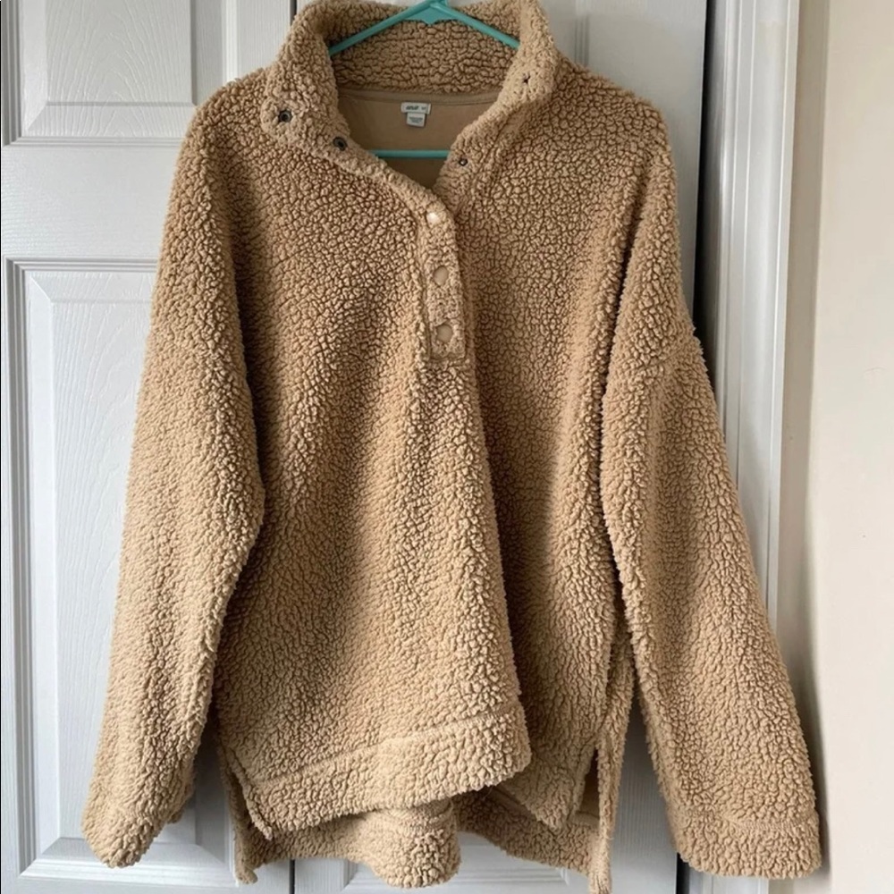 Aerie Cloud Sherpa Oversized Snap Pullover